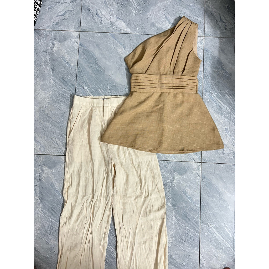 pass set áo lệch vai hãng chibest quần hãng OLV size S sang thanh lịch