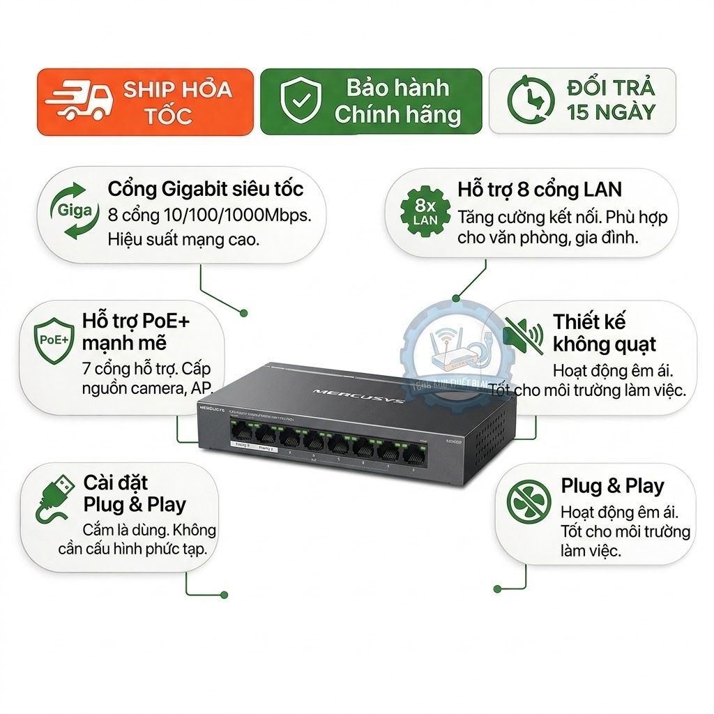 Mecusys MS108GP Chính Hãng Tốc Độ Cao Ổn Định – Giải Pháp Mạng Hiệu Quả Giá Tốt
