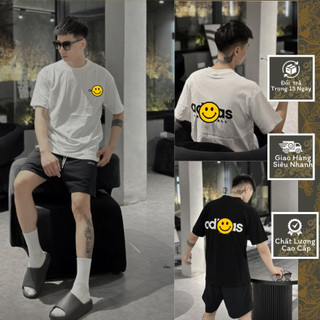 Bộ quần áo  in nổi trước sau bản mới nhất đơn giản trẻ trung-bộ cộc unisex nam nữ new