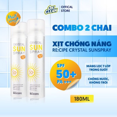 Xịt Chống Nắng Mặt Body RECIPE SPF50+ PA++++ Chống Nước Chống tia cực tím cho nam và nữ trong suốt 50ml/180ml