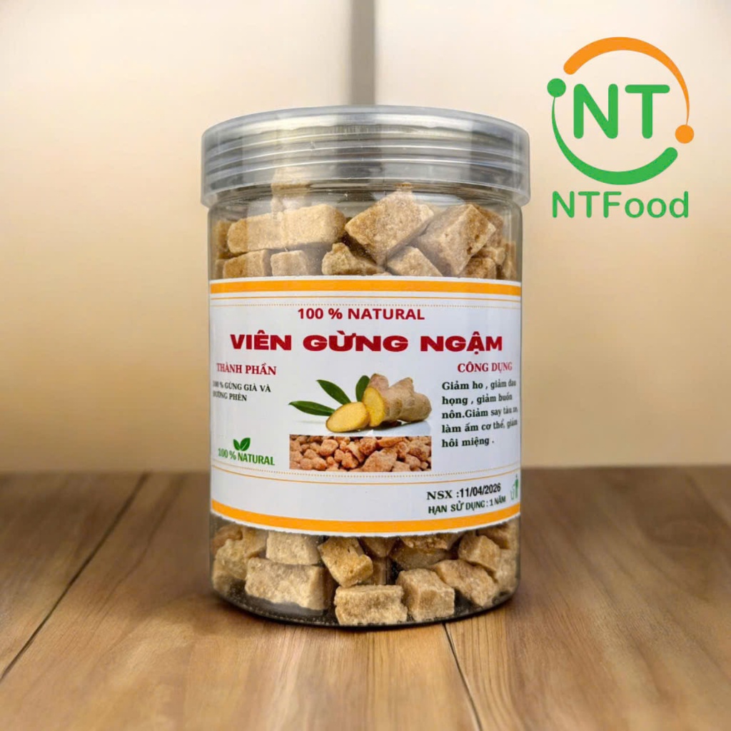 Viên Gừng Ngậm Mộc Hũ 350gr NTFood - Nhất Tín Food