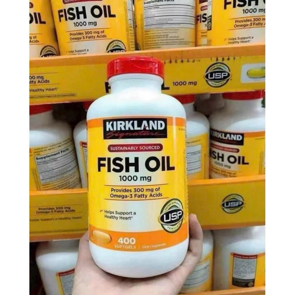 🐠🐬 [HSD 02/2028] Dầu cá KIRKLAND Omega-3 FISH OIL 1000mg của Mỹ 400 viên
