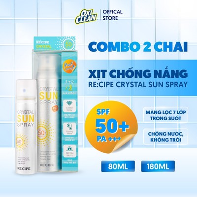 Xịt Chống Nắng Hàn Quốc Recipe 7 Màng Lọc Chống UV Chống Nước Đi Biển Đi Bơi Cho Nam và Nữ Không Nâng Tone
