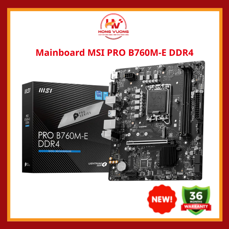 (Full VAT) Mainboard MSI PRO B760M-E DDR4 | Intel B760, Socket 1700, mATX, 2 khe DDR4 - Bảo hành 36 