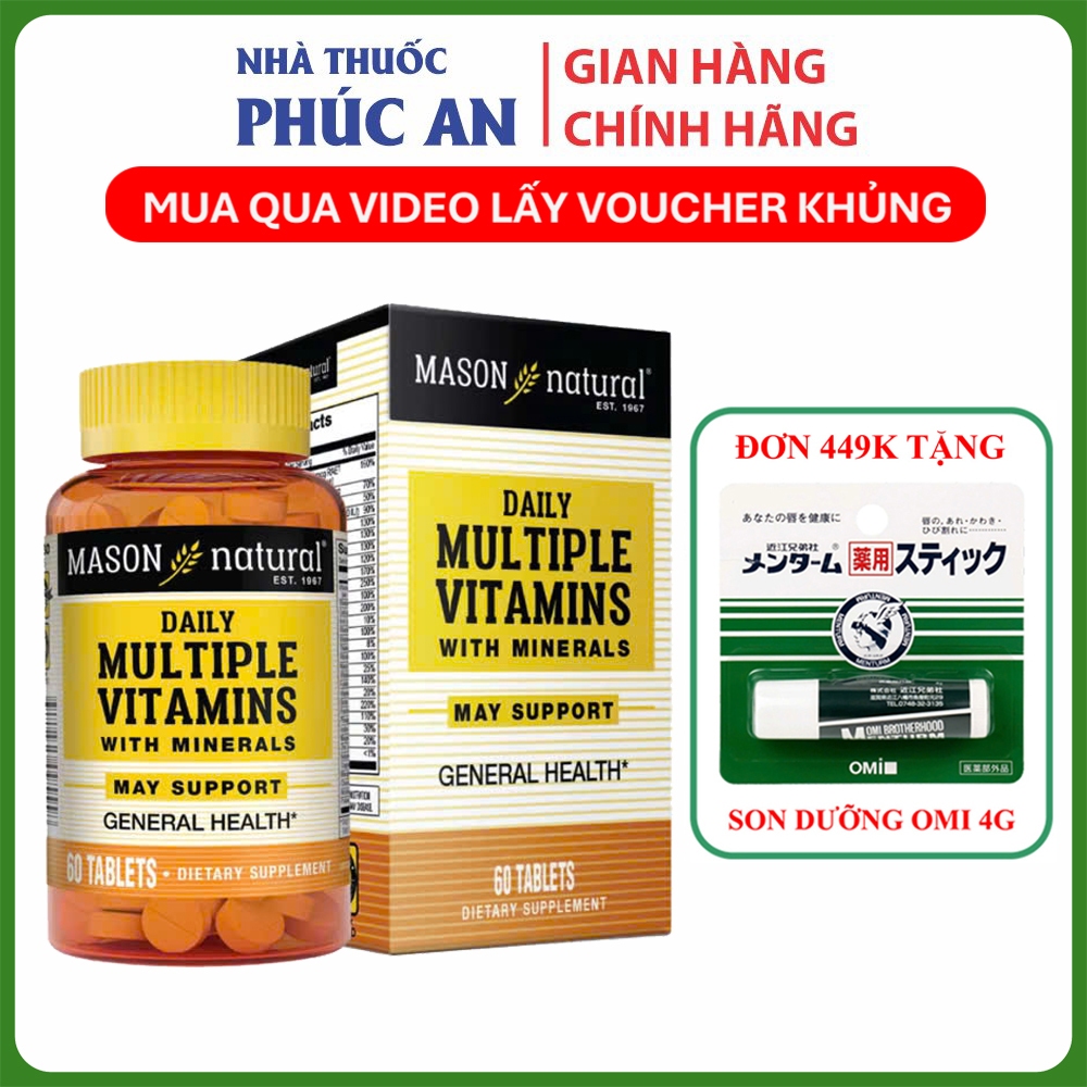 TPBVSK vitamin và khoáng tổng hợp Mason Natural Daily Multiple Vitamins With Minerals 60 viên