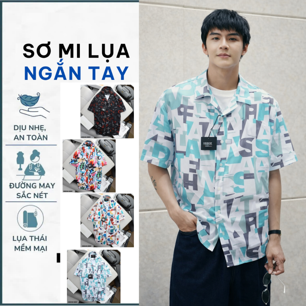 Áo Sơ Mi Nam cổ vest GEN ALPHA, sơ mi họa tiết vintage slim fit Silkly GEN25256