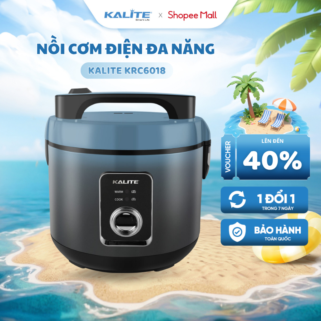 Nồi Cơm Điện KALITE KRC6018 Dung Tích 1,8L - Lòng Nồi Dạng Niêu 5 lớp - Mâm Nhiệt 3D Ôm Sát Lòng Nồi