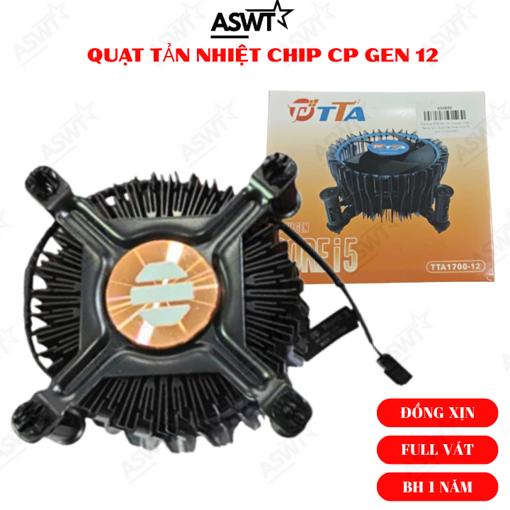 Quạt chíp CPU gen 12 , Fan box CPU Socket 1200 / 1700 đồng xịn, Fan box dành cho CPU gen 12th 13th 1