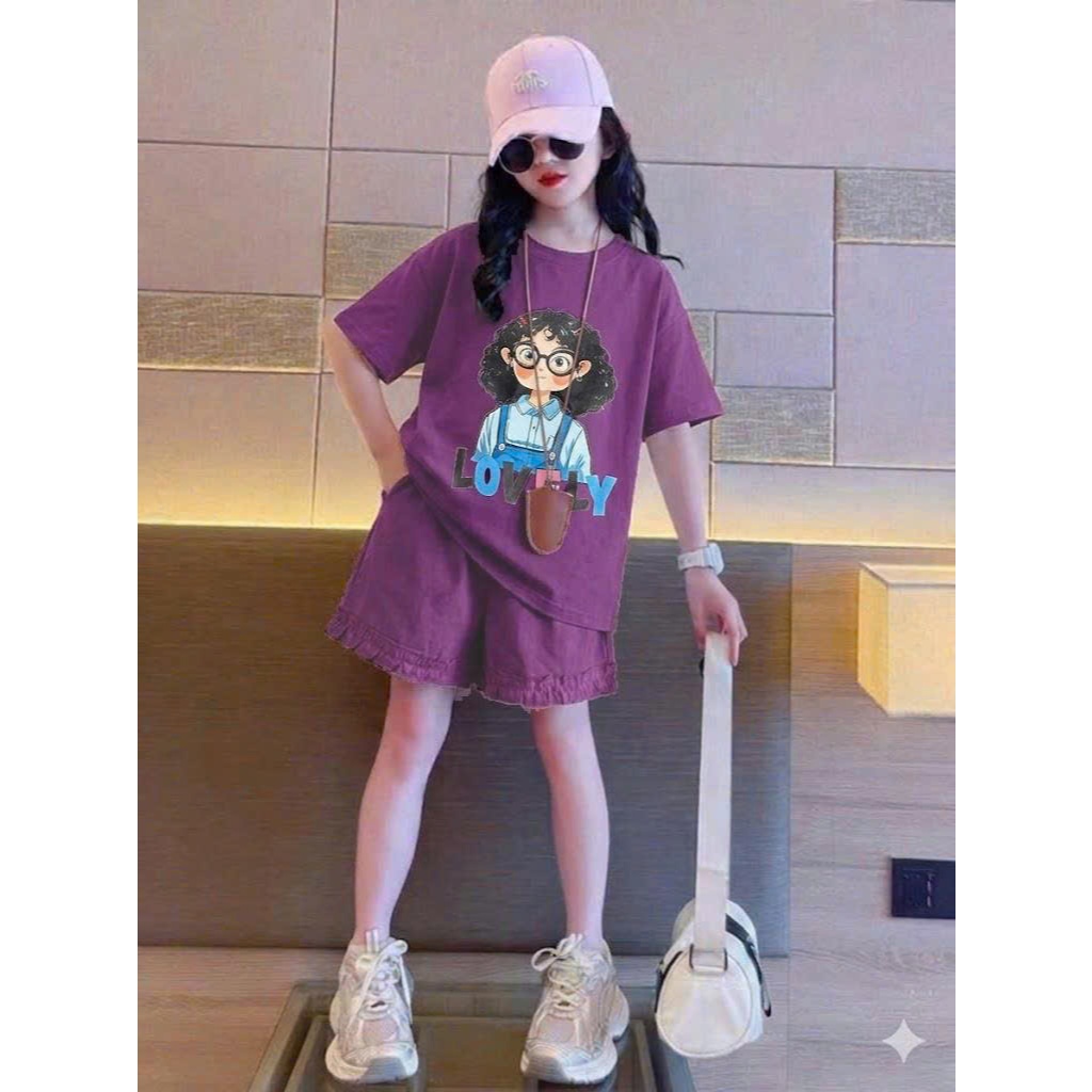 B312 - SET BỘ TÍM CỐ GÁI TÓC XÙ LOVELY SIZE NHỠ
