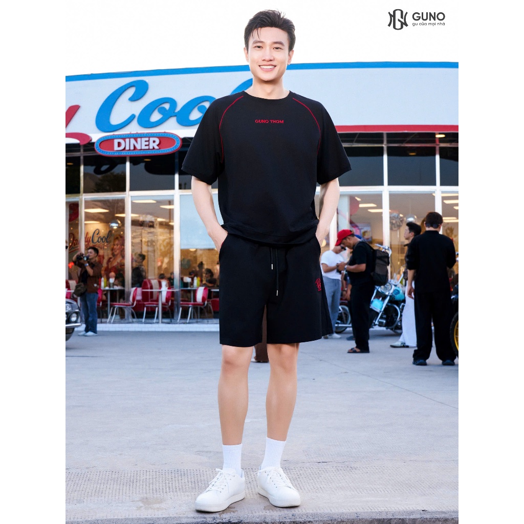 [BST THƠM MÁT] Bộ Quần Áo Nam Nữ Raglan Cộc Tay GUNO Vải Cotton Thơm Mềm Mát Logo Thêu 26BG26/BB41 | BigBuy360 - bigbuy360.vn
