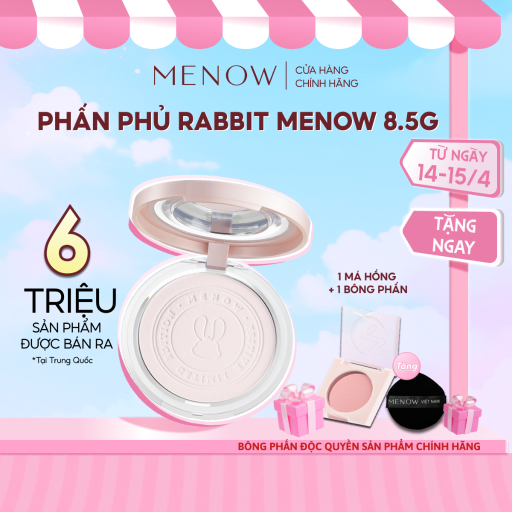 Phấn phủ nén làm đều màu da MENOW Rabbit Compact Powder 8.5gr