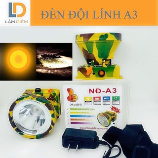 Đèn đội đầu pin sạc lính siêu sáng choá lớn 8cm A3