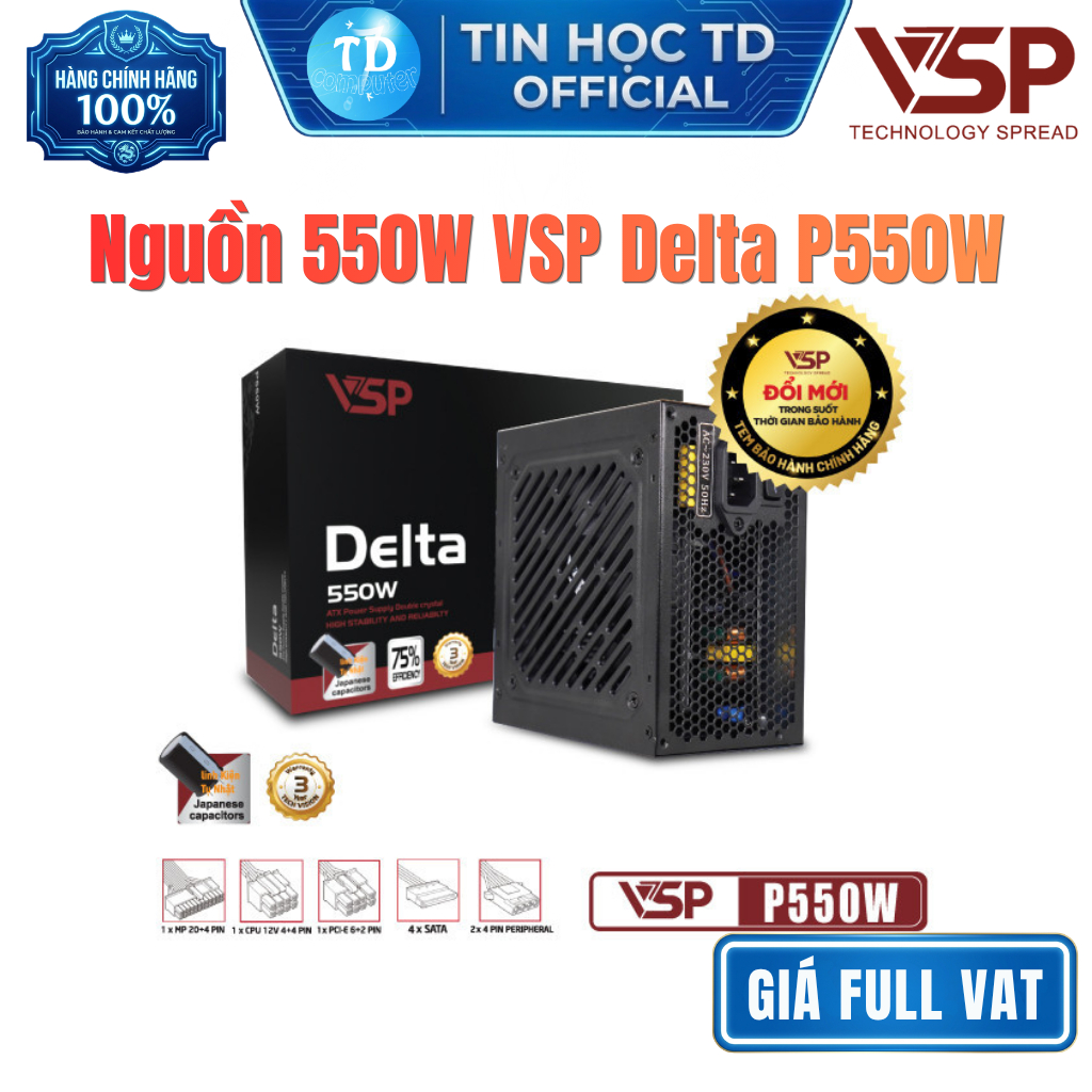 Nguồn 550W VSP Delta P550W - Hàng chính hãng VSP phân phối