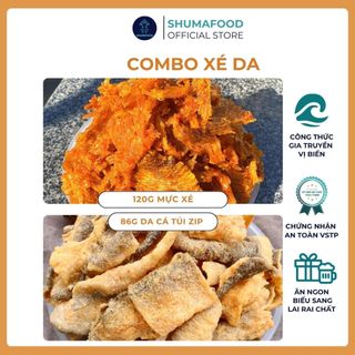 Khô Mực Cán Tẩm Gia Vị 120g + Da Cá Mắm Tỏi 140g - ShumaFood Ăn Vặt