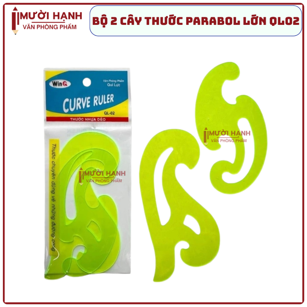 SỈ _ [QL02] HỘP 20 Bịch (2 Cây/ Bịch) Thước Kẻ Dẻo Parabol Vẽ Đường Cong WinQ / Win-Q Qui Lực QL-02 