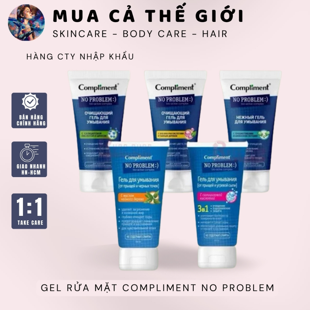 Gel rửa mặt Compliment No Problem | Sữa rửa mặt compliment ngừa mụn