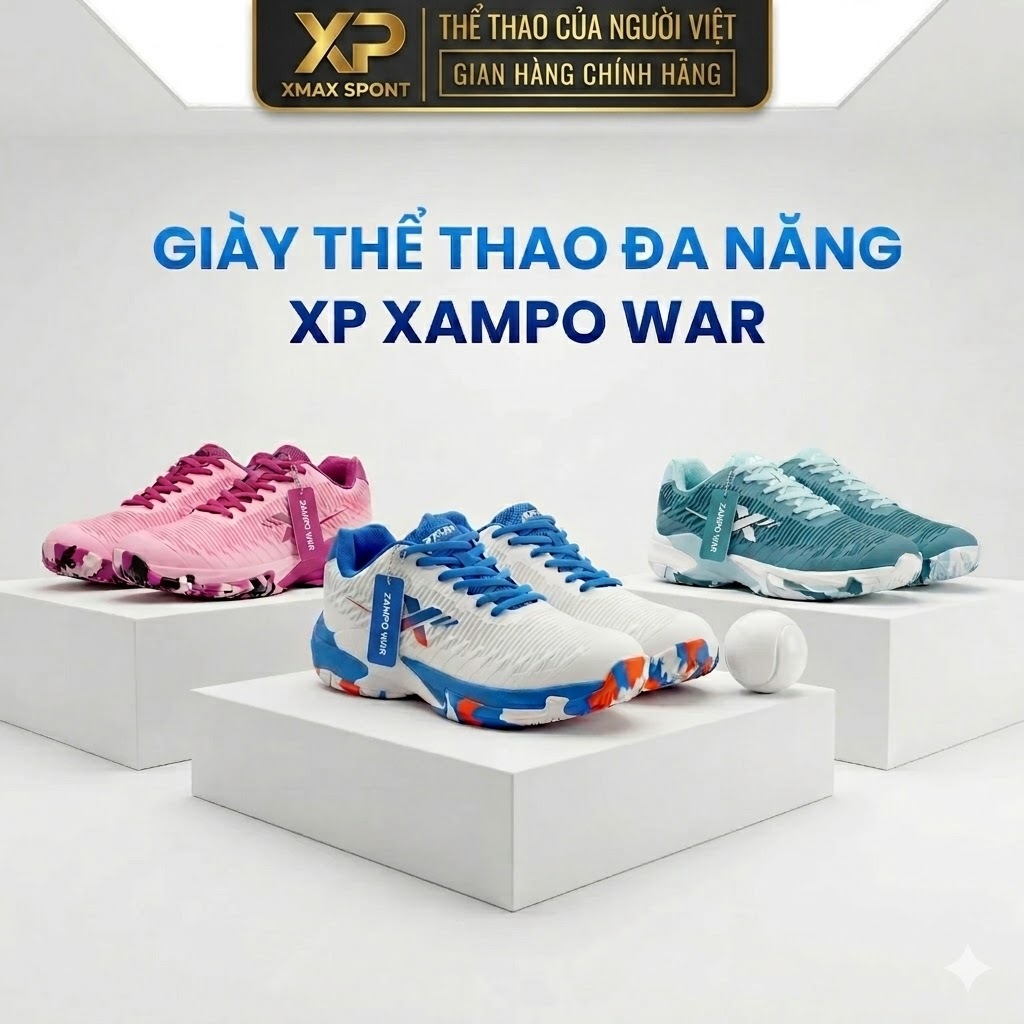 Giày Thể Thao Pickleball - XP Xam War [Không Lo Mòn Đế Không Sợ Chấn Thương]