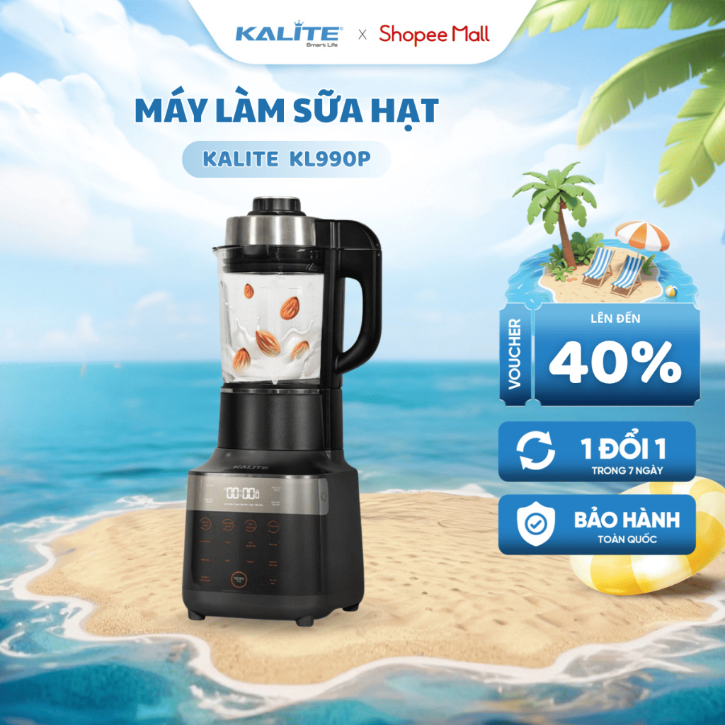 (Võ Hà Linh x Kalite) Máy làm sữa hạt Kalite KL990P công suất 2700W siêu lớn, chống trào tuyệt đối, 