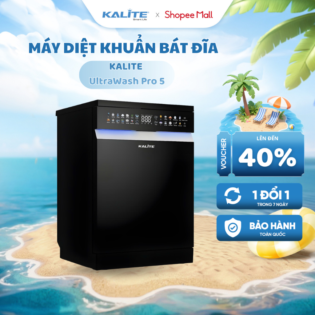 Máy Rửa Bát KALITE UltraWash Pro 5 Chứa 15-17 Bộ Chén Đĩa - Siêu Tiết Kiệm, Rửa Sạch, Sấy Khô Khử Kh