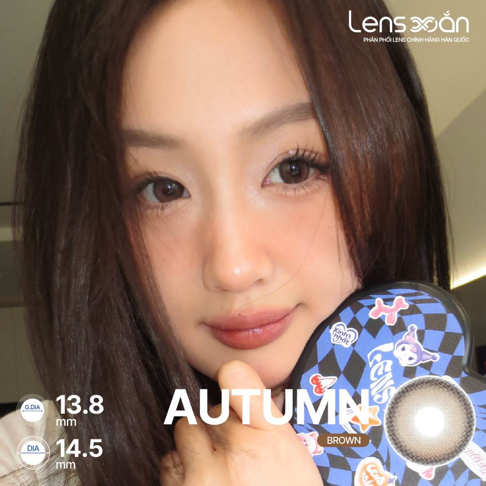 Kính áp tròng cận 6 tháng LENS XOẮN lens nâu tự nhiên trong veo 14.5 giãn tròng B.S.COR AUTUMN BROWN | BigBuy360 - bigbuy360.vn