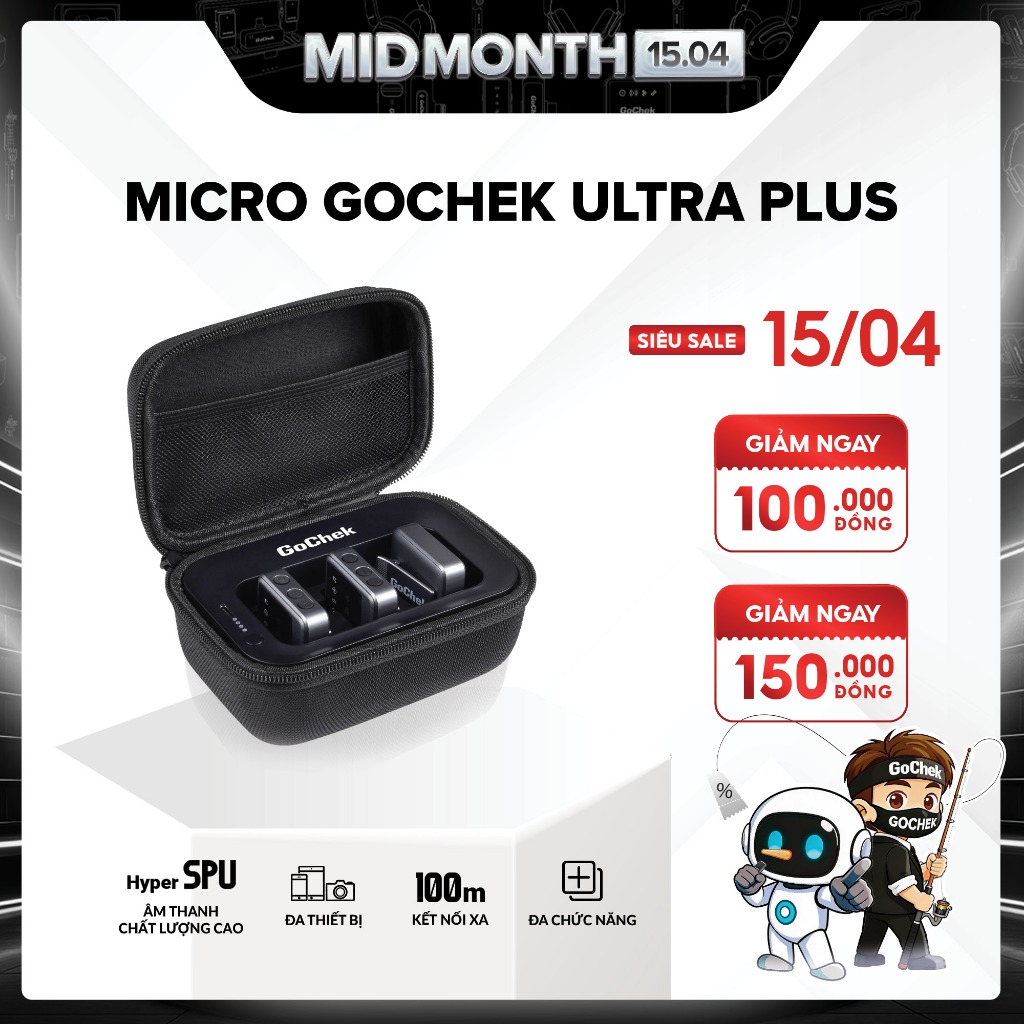 Mic Thu Âm Không Dây Gochek Ultra Plus – Thiết Bị Chuyên Nghiệp, Đa Thiết Bị, Đa Chức Năng
