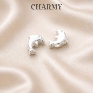 Charm động vật xỏ ngang cắt khắc CBN431, Bạc 925 - Cá heo, Phụ kiện trang sức làm vòng tay, vòng cổ DIY - Charmy