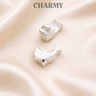 Charm động vật xỏ ngang cắt khắc CBN431, Bạc 925 - Cá heo, Phụ kiện trang sức làm vòng tay, vòng cổ DIY - Charmy