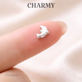 Charm động vật xỏ ngang cắt khắc CBN431, Bạc 925 - Cá heo, Phụ kiện trang sức làm vòng tay, vòng cổ DIY - Charmy