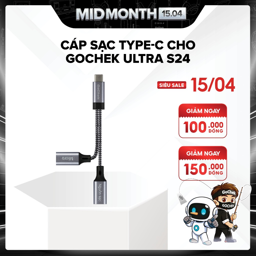 Cáp Chuyển Đổi Hỗ Trợ Sạc Và Mic GoChek – Thiết Kế Tiện Lợi, Quay Video/Livestream | BigBuy360 - bigbuy360.vn