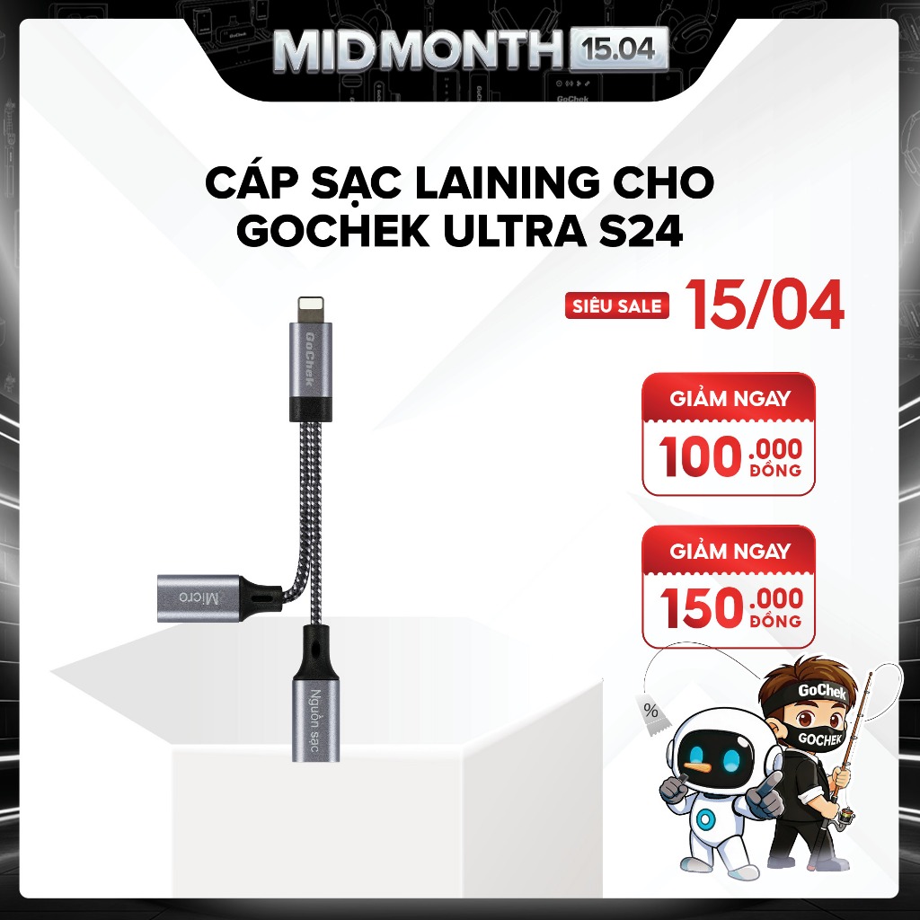 Cáp Chuyển Đổi Hỗ Trợ Sạc Và Mic GoChek – Thiết Kế Tiện Lợi, Quay Video/Livestream