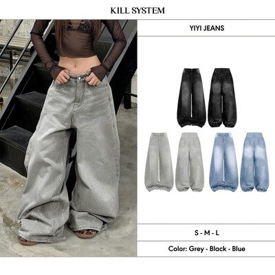 Quần jean đính đá lấp lánh 2 mặt YIYI - 𝐊𝐈𝐋𝐋 𝐒𝐘𝐒𝐓𝐄𝐌