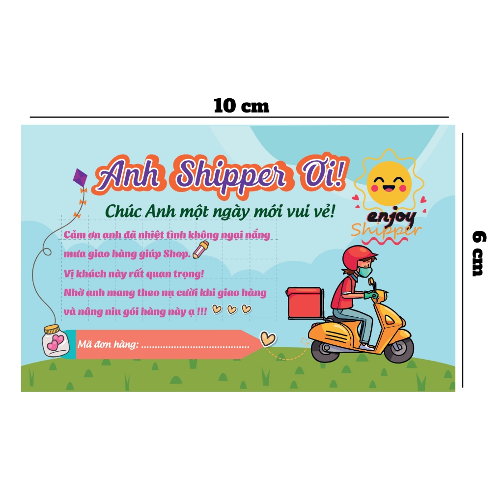 Tem Dán Anh Shipper ơi, Cảm Ơn Anh Shipper, có keo sẵn chỉ cần lột dán - In Song Phước