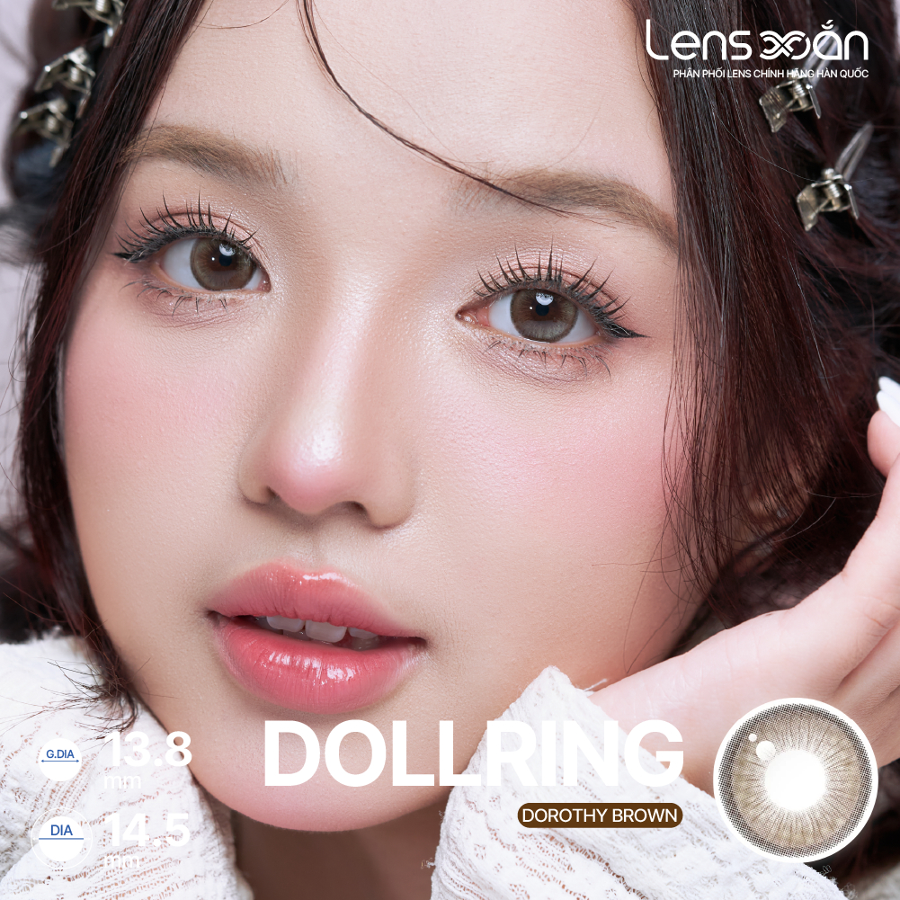Kính áp tròng cận 6 tháng LENS XOẮN lens nâu tự nhiên giãn tròng 14.5 có viền tròn mắt long lanh EYESM DOROTHY | BigBuy360 - bigbuy360.vn