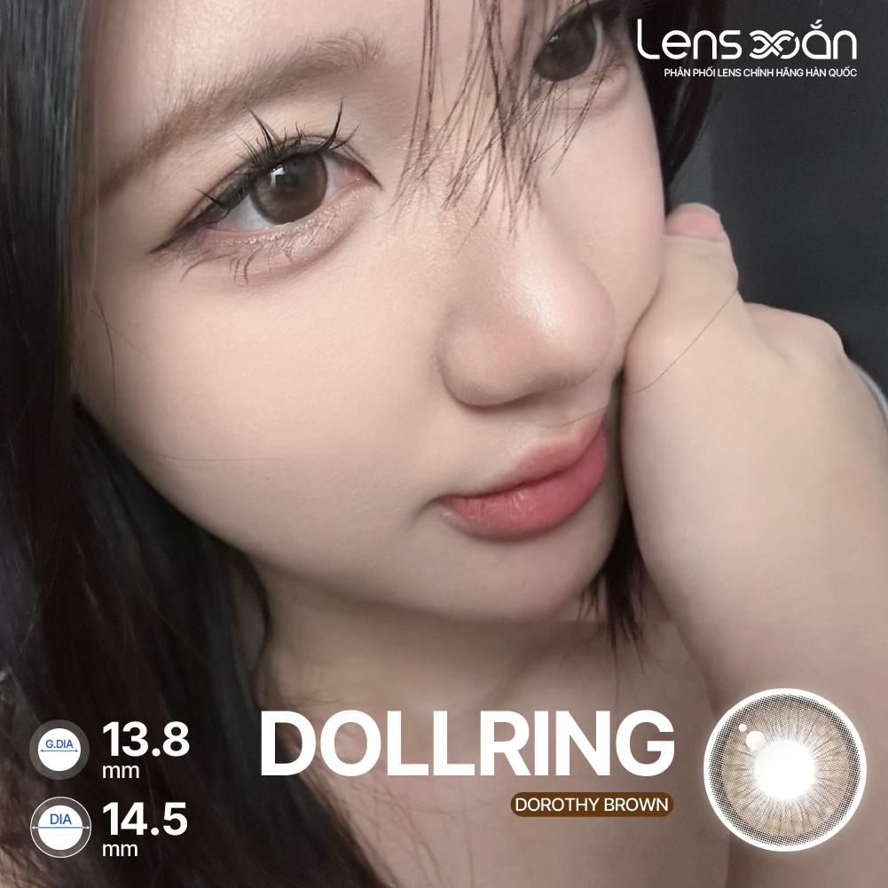 Kính áp tròng cận 6 tháng LENS XOẮN lens nâu tự nhiên giãn tròng 14.5 có viền tròn mắt long lanh EYESM DOROTHY | BigBuy360 - bigbuy360.vn