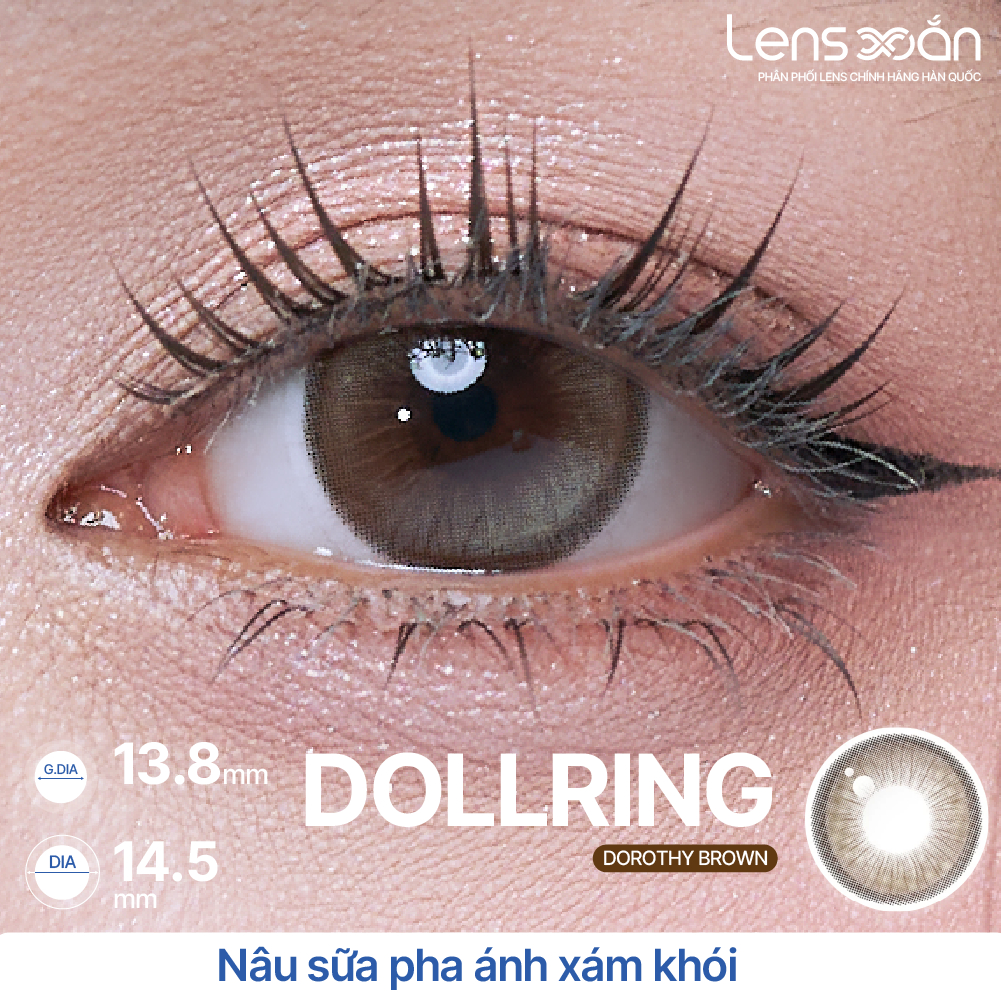 Kính áp tròng cận 6 tháng LENS XOẮN lens nâu tự nhiên giãn tròng 14.5 có viền tròn mắt long lanh EYESM DOROTHY | BigBuy360 - bigbuy360.vn