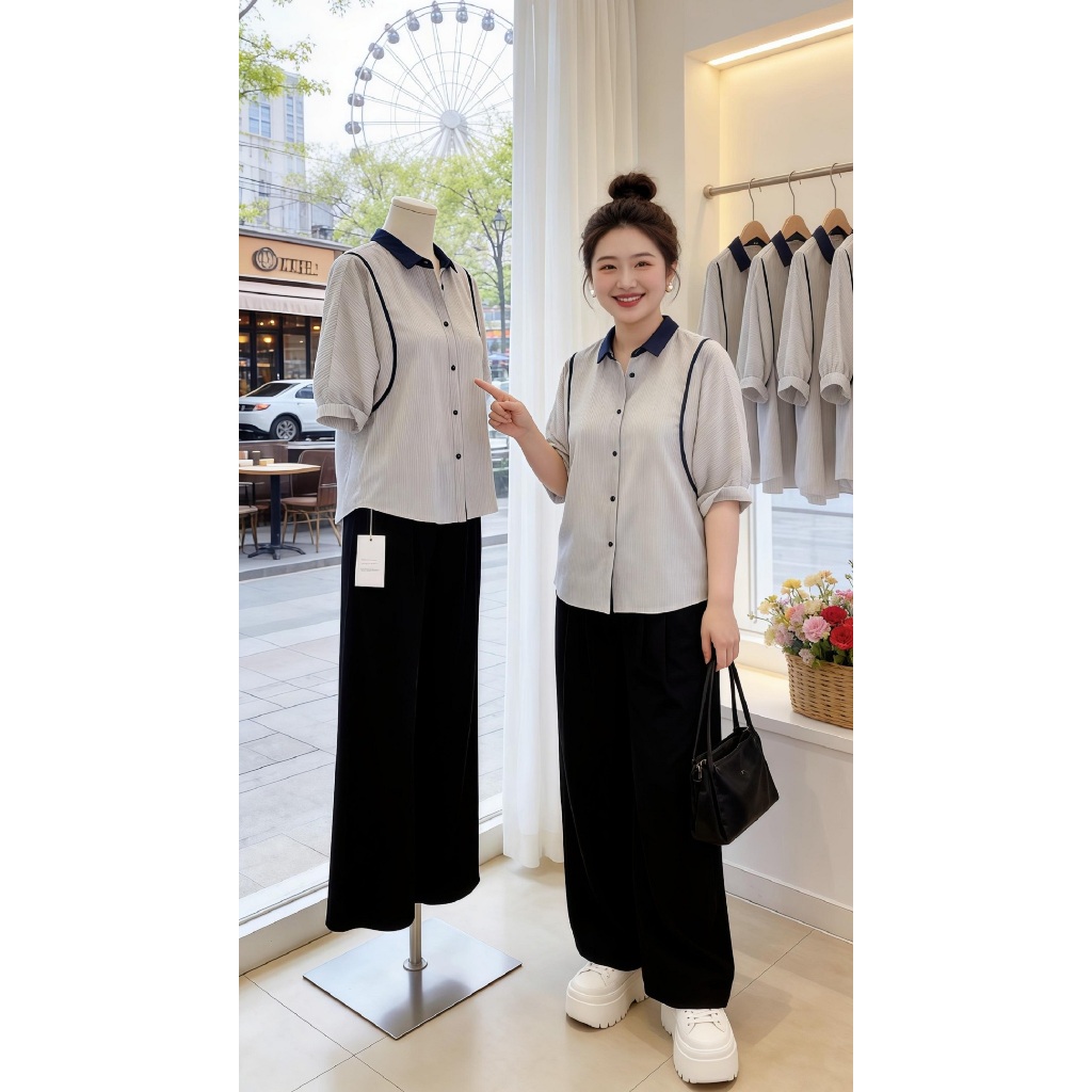 Áo Bigsize Nữ Tú Mỡ Áo Bigsize Thiết Kế Kiểu Sơ Mi Viền Đi Chơi Đi Tiệc Đủ Size 45-80kg AK0411 | BigBuy360 - bigbuy360.vn
