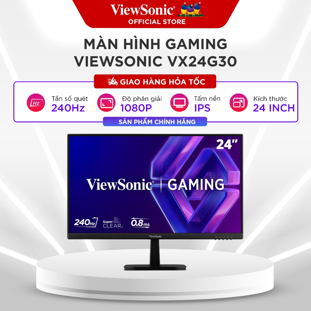 Màn hình Gaming 240Hz ViewSonic VX24G30 (23.8 inch - IPS - FHD - 240Hz) - Đen, Trắng, Hồng, Xanh