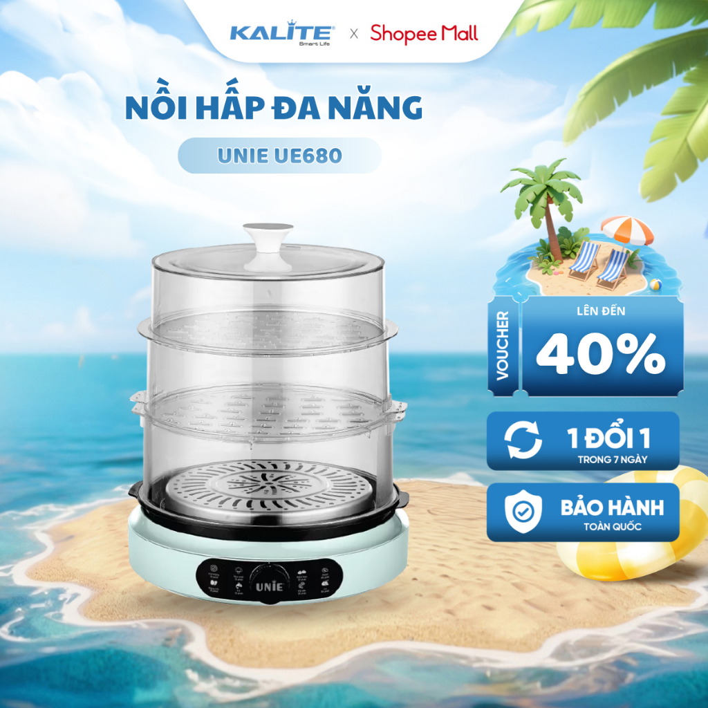 Nồi Hấp UNIE UE-680 Dung Tích 15L - 3 Tầng Hấp Tiền Lợi - Gợi ý Thời Gian Hấp Cho 7 Món Ăn Phổ Biến