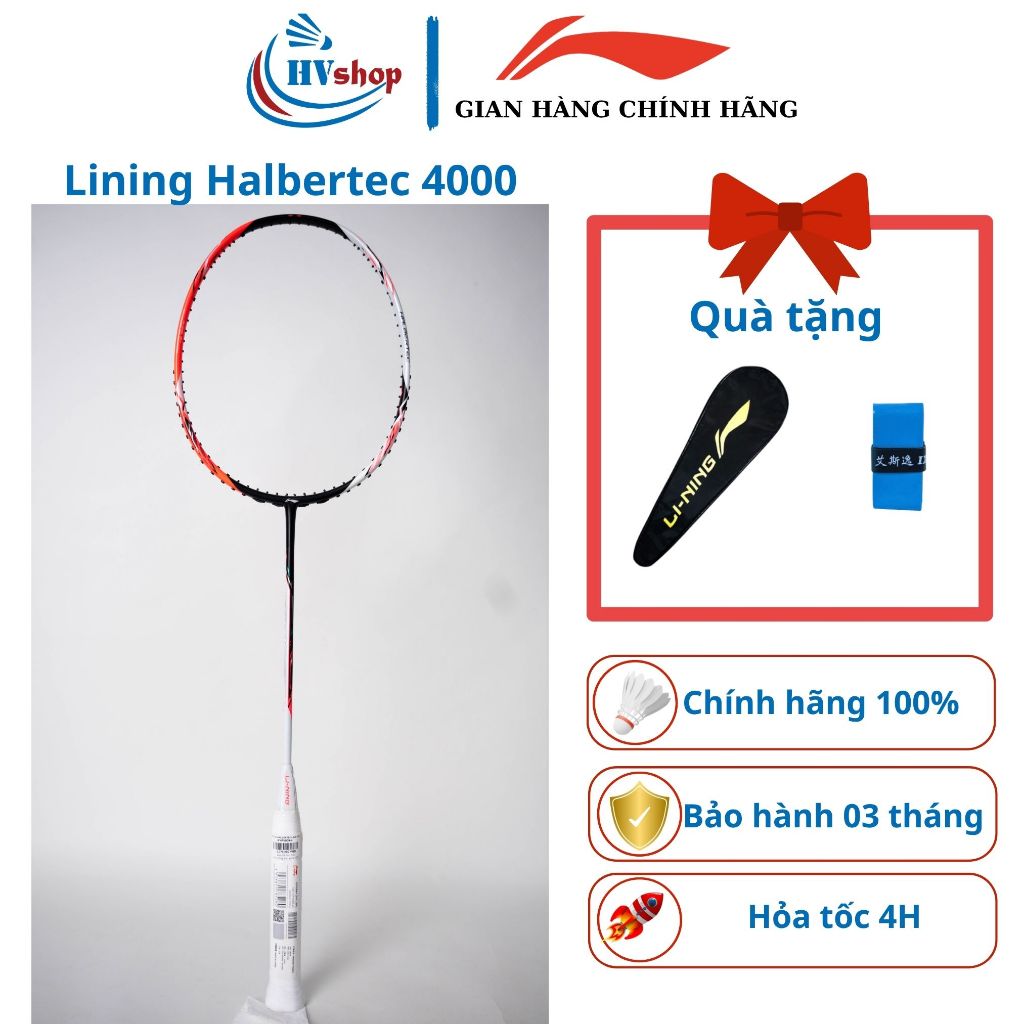 Vợt cầu lông Lining Halbertec 4000 chính hãng, KHUNG CHƯA CĂNG, kèm quà tặng hấp dẫn - HVShop
