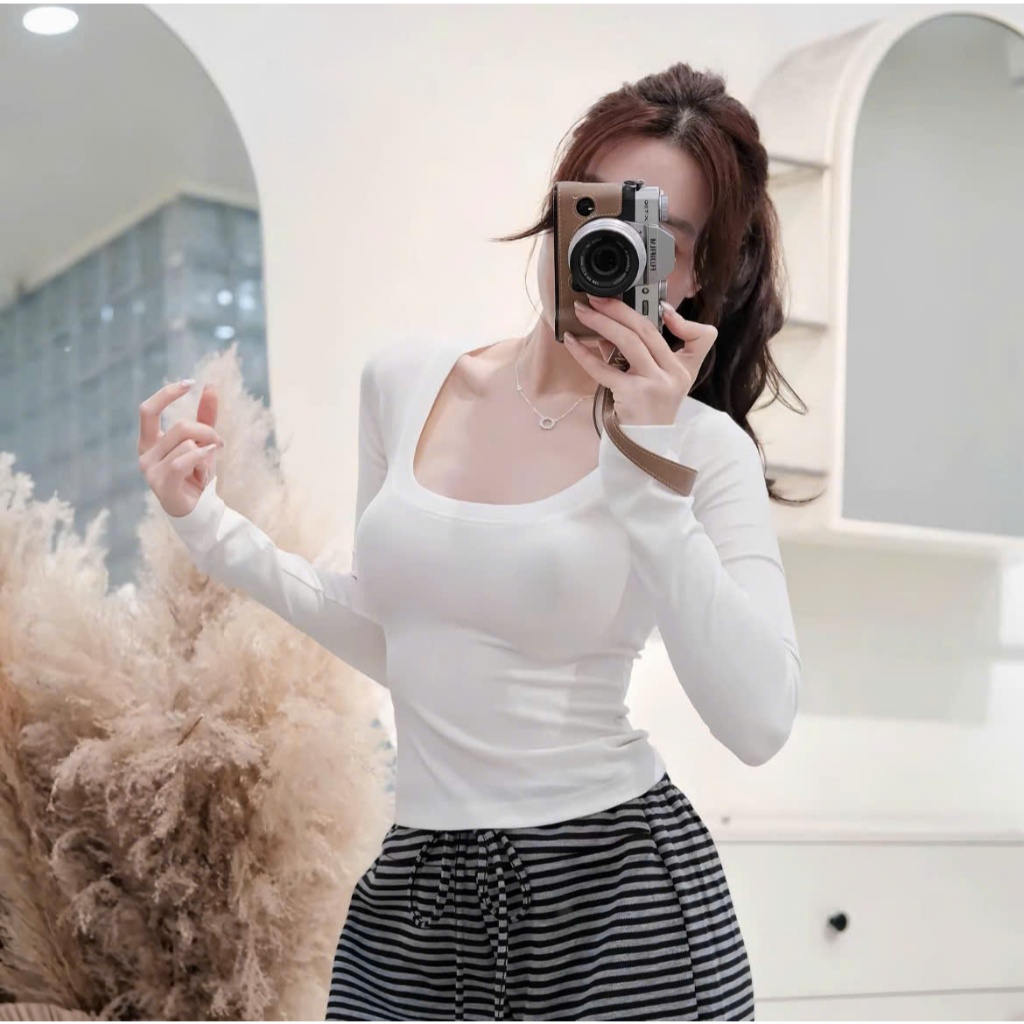 Áo Cổ Vuông Cotton Len Lông Thỏ Hàn Dệt Mịn Cao Cấp - Form Ôm Tôn Dáng - Dễ Phối Đồ A057 | BigBuy360 - bigbuy360.vn
