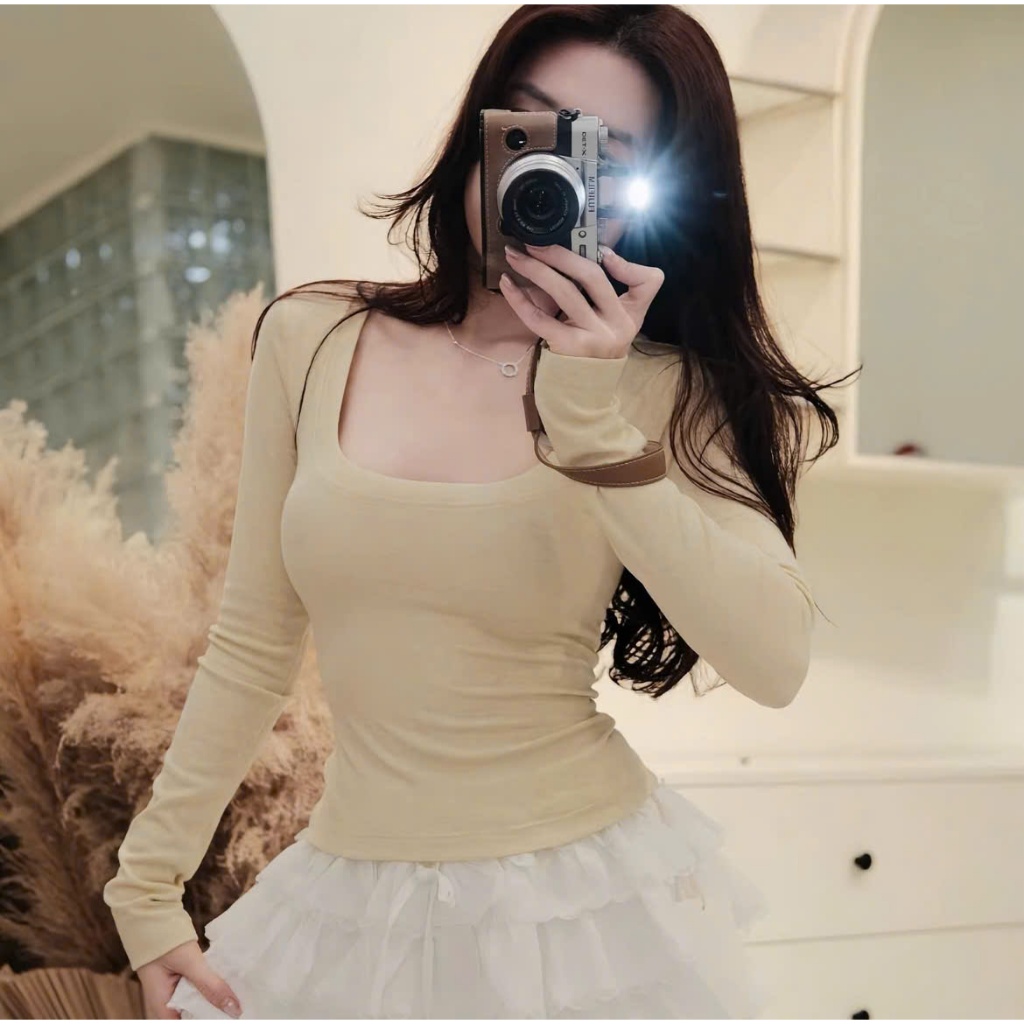 Áo Cổ Vuông Cotton Len Lông Thỏ Hàn Dệt Mịn Cao Cấp - Form Ôm Tôn Dáng - Dễ Phối Đồ A057 | BigBuy360 - bigbuy360.vn