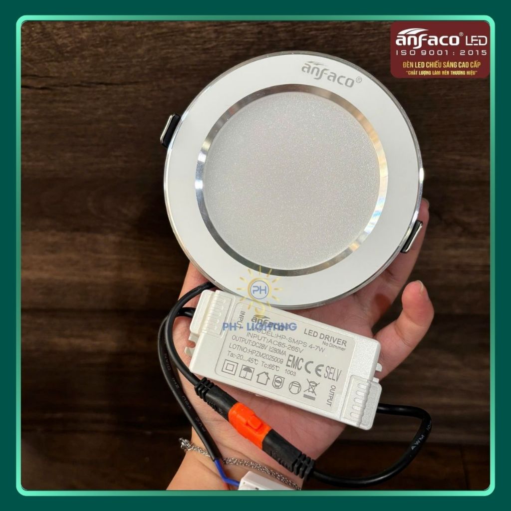 ĐÈN LED ÂM TRẦN SIÊU SÁNG THÂN NHÔM VIỀN BẠC CAO CẤP CHÍNH HÃNG ANFACO 7W - 9W - 12W