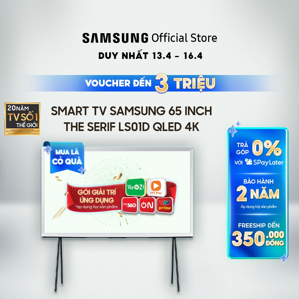 Smart TV Samsung 65 Inch The Serif LS01D QLED 4K Thiết Kế Chữ I QA65LS01DAKXXV