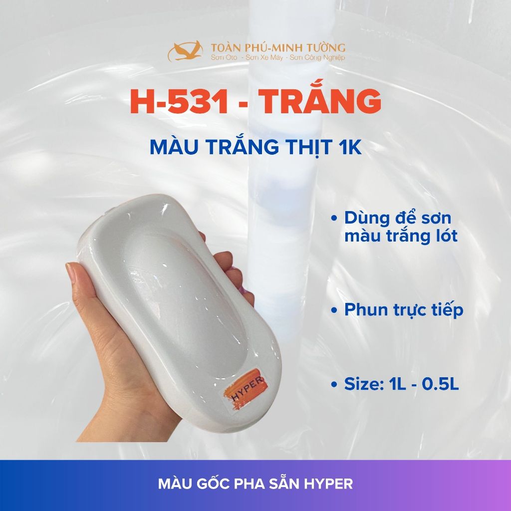 Sơn xe máy HYPER màu trắng 1K (Siêu trắng - Code: H-531) - 1Lít