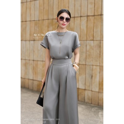 Set Bộ Sơ Mi Quần Suông Dài Nữ MY WAY Chất Liệu Lụa Cao Cấp 1MAB01964 - 1MQB01965