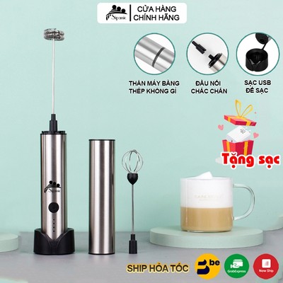 Máy tạo bọt cà phê, Sipanic đa năng đánh trứng tạo bọt cafe pin sạc tặng kèm giá đỡ