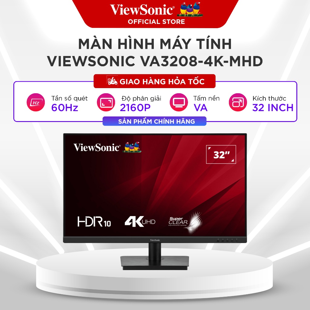Màn Hình ViewSonic VA3208-4K-MHD (32 inch/4K UHD/VA/ 60Hz/ 4ms) - Bảo hành chính hãng 36 tháng