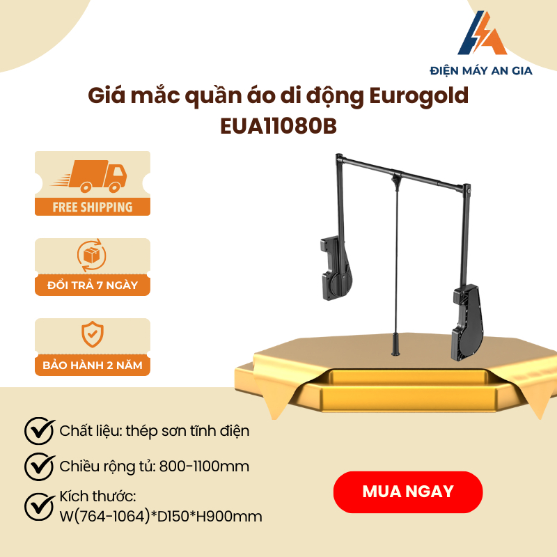 Giá Mắc Quần Áo Di Động Eurogold EUA11080 – Thép Sơn Tĩnh Điện, Chắc Chắn, Lắp Đặt Dễ Dàng – PEB