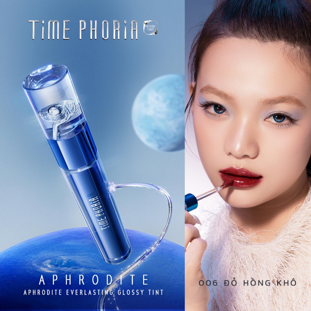 Son tint bóng Time Phoria Glossy Tint giữ màu lâu trôi lên màu chuẩn tự nhiên