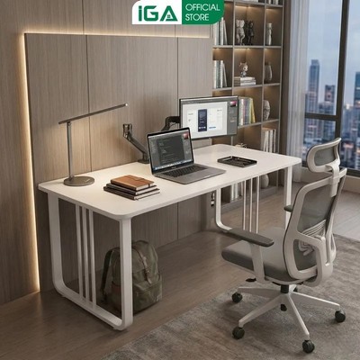 Bàn làm việc IGA khung sắt chống gỉ decor phòng style Hàn hiện đại - GM235